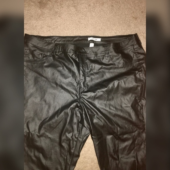 Plus Size Vegan Stretch Leather Pants - Picture 3 of 4